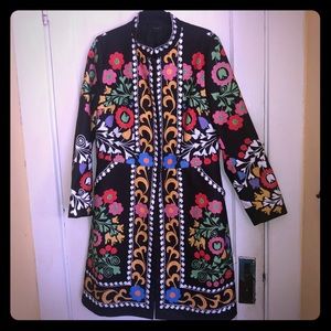 Floryday Stand Collar Floral Coat - Size L